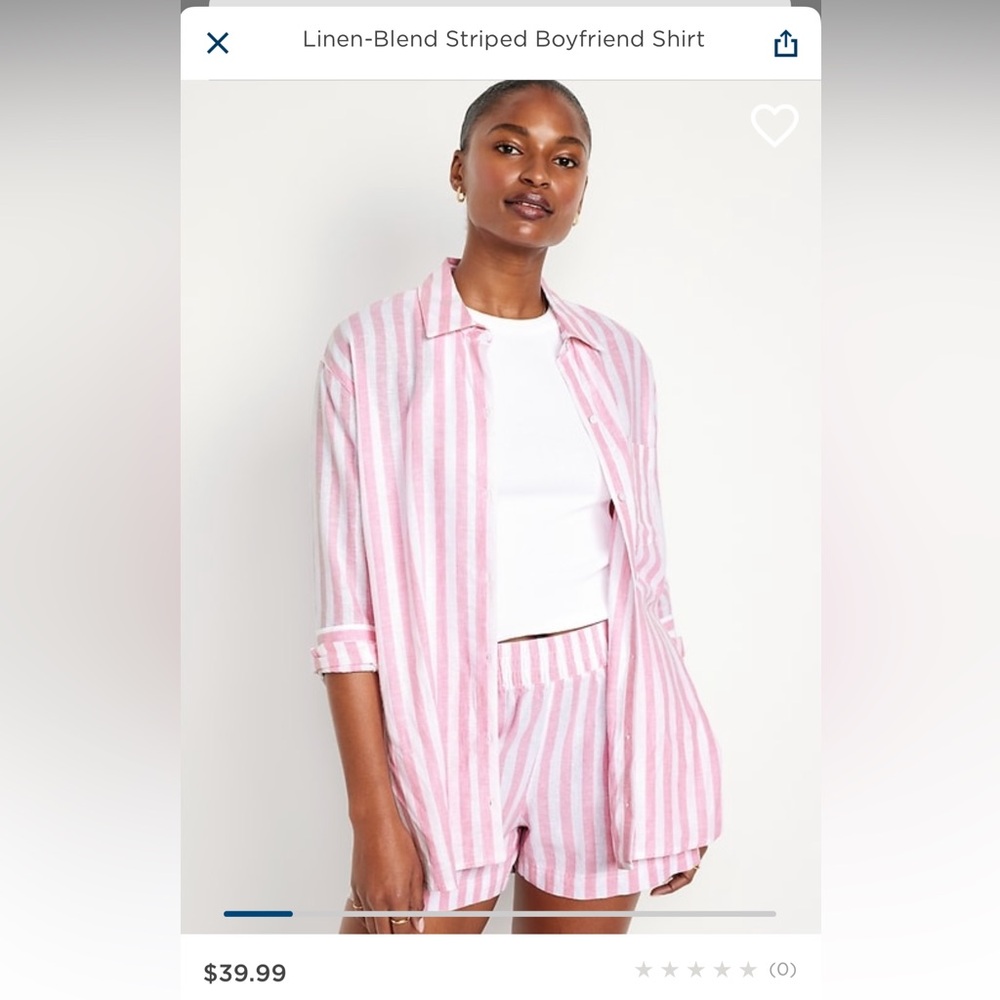 NWOT Old Navy Linen Blend Striped Boyfriend Shirt